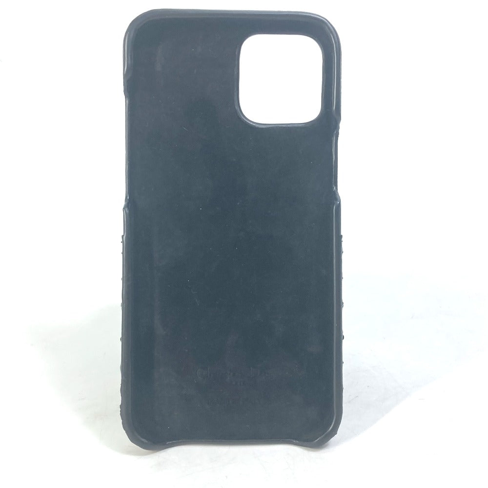Christian Dior iPhone case leather black Lady Dior Canage Women Used Authentic