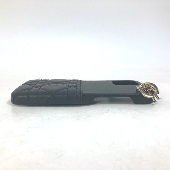 Christian Dior iPhone case leather black Lady Dior Canage Women Used Authentic
