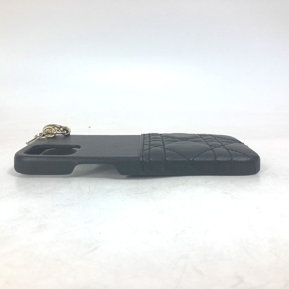 Christian Dior iPhone case leather black Lady Dior Canage Women Used Authentic