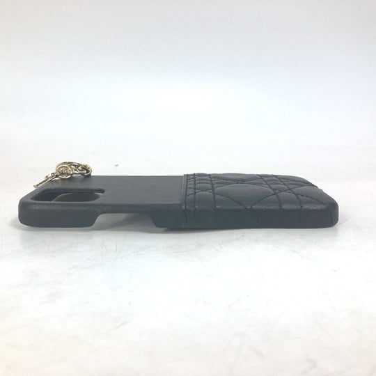 Christian Dior iPhone case leather black Lady Dior Canage Women Used Authentic