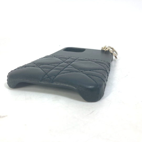 Christian Dior iPhone case leather black Lady Dior Canage Women Used Authentic