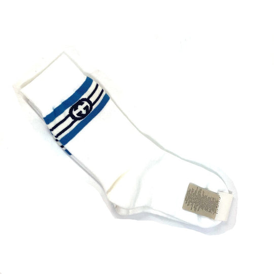 GUCCI socks cotton White x blue GG L/26～28