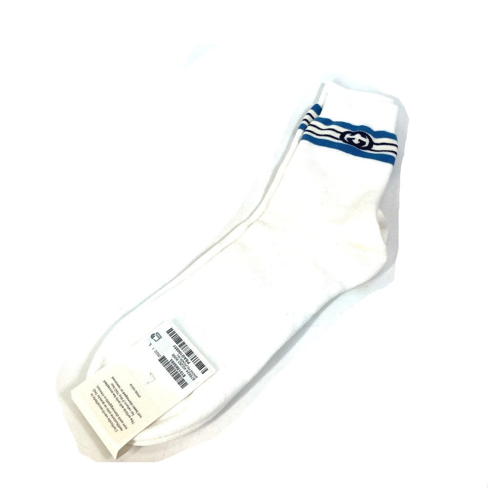 GUCCI socks cotton White x blue GG L/26～28