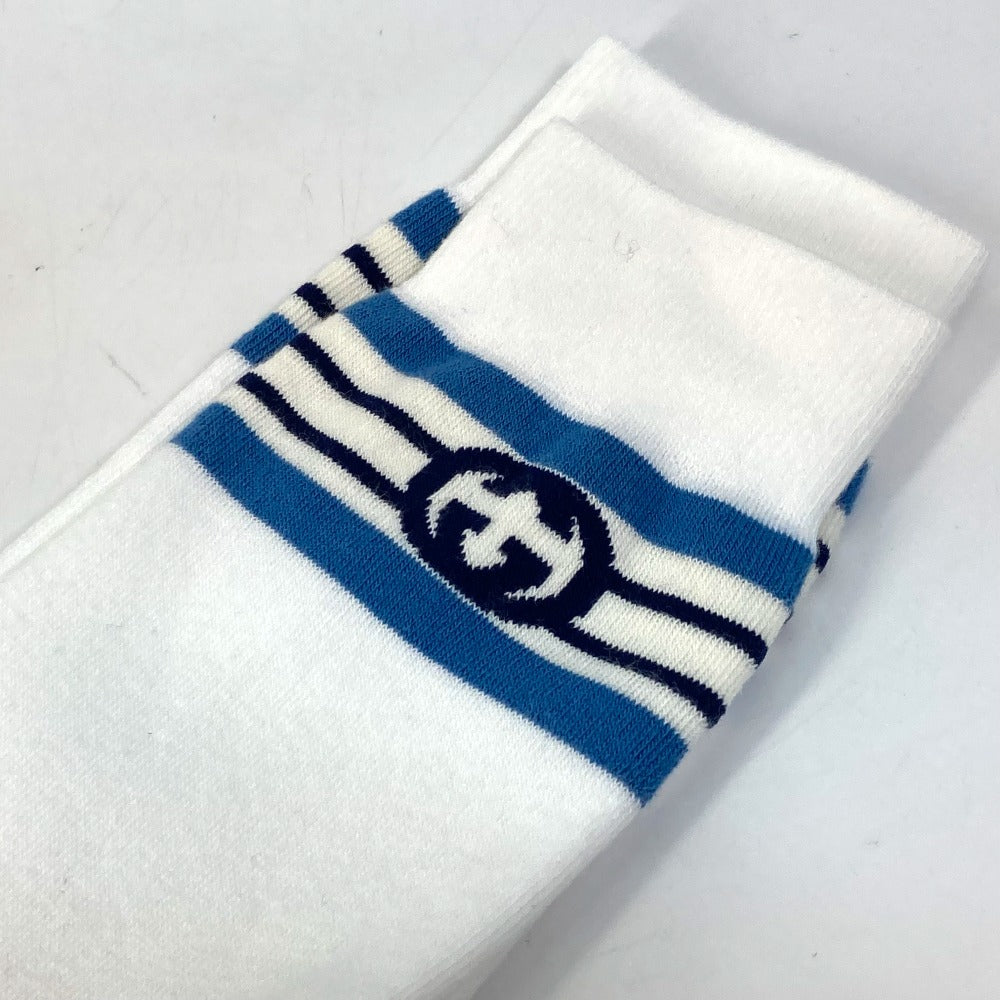GUCCI socks cotton White x blue GG L/26～28