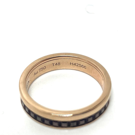 Boucheron Ring K18PG , Au750 Pink Gold / Brown Quatre Classic Half unisex(Unisex) T48 Used Authentic