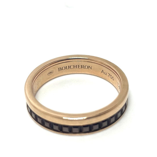 Boucheron Ring K18PG , Au750 Pink Gold / Brown Quatre Classic Half unisex(Unisex) T48 Used Authentic