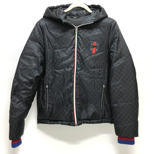 GUCCI Down jacket 452434 Nylon, Down black GG nylon emblem mens 44 Used Authentic