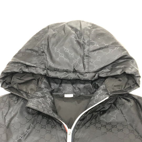 GUCCI Down jacket 452434 Nylon, Down black GG nylon emblem mens 44 Used Authentic