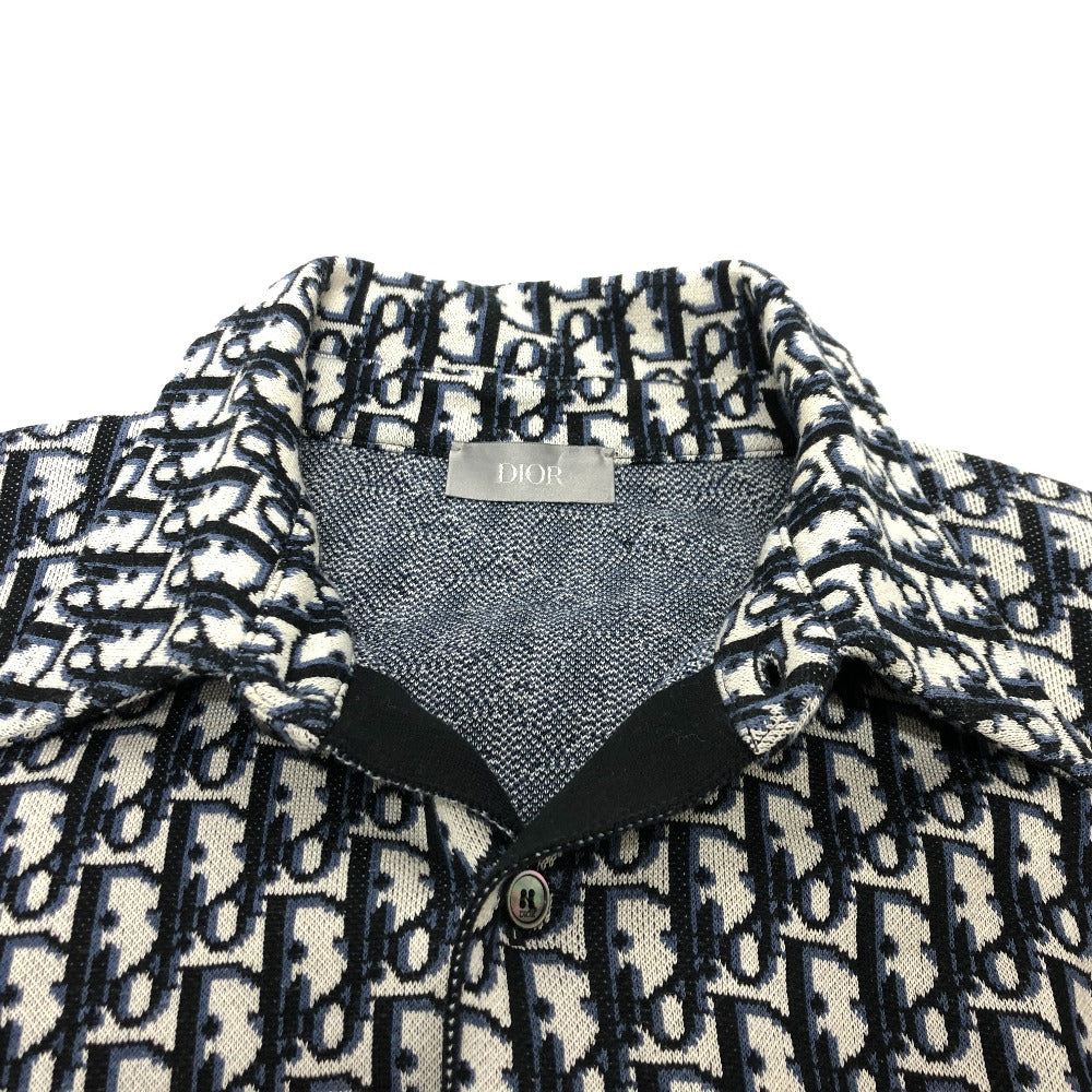 Dior Long sleeve shirt 023‚l550AT099 cotton Navy / gray Oblique All-over shell button mens S Used Authentic