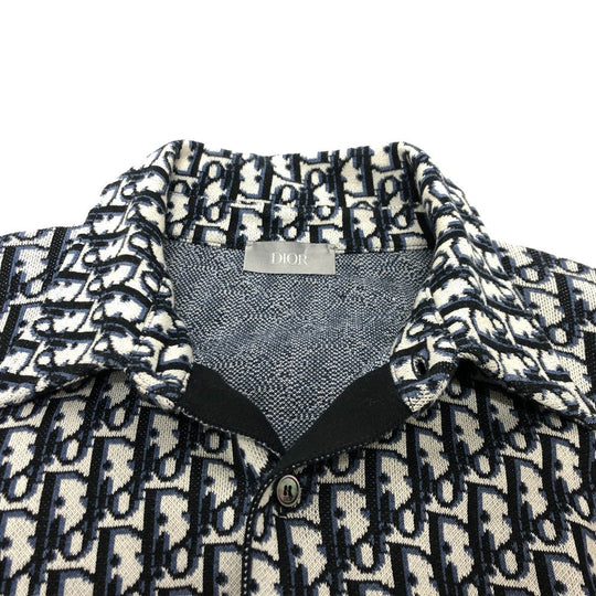 Dior Long sleeve shirt 023‚l550AT099 cotton Navy / gray Oblique All-over shell button mens S Used Authentic