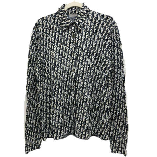 Dior Long sleeve shirt 023‚l550AT099 cotton Navy / gray Oblique All-over shell button mens S Used Authentic