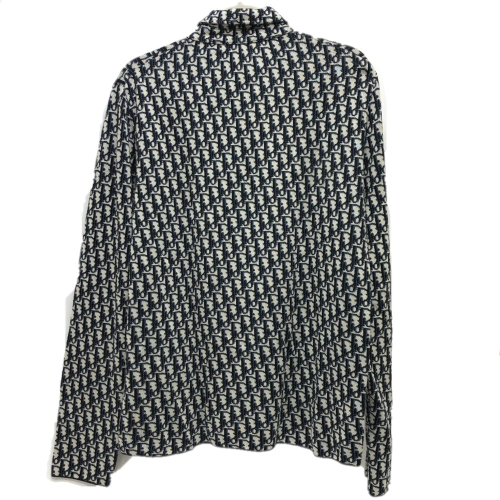 Dior Long sleeve shirt 023‚l550AT099 cotton Navy / gray Oblique All-over shell button mens S Used Authentic