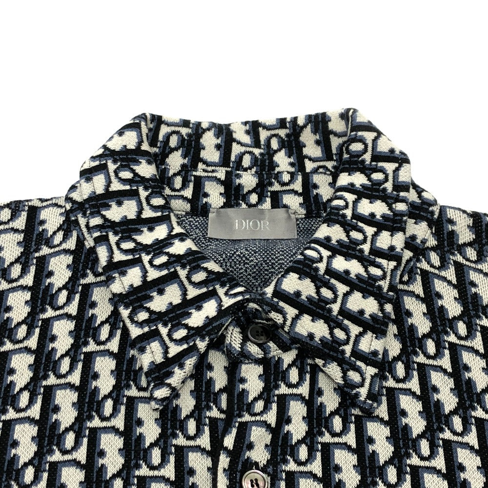Dior Long sleeve shirt 023‚l550AT099 cotton Navy / gray Oblique All-over shell button mens S Used Authentic