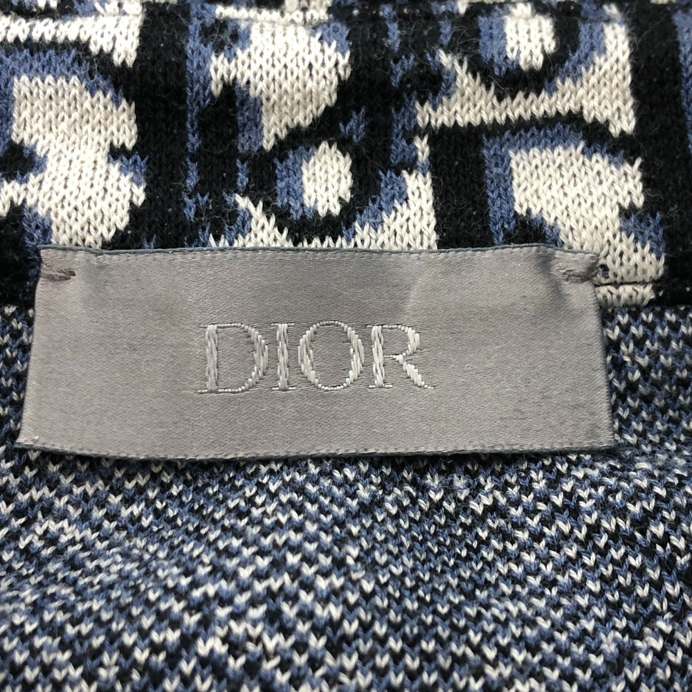 Dior Long sleeve shirt 023‚l550AT099 cotton Navy / gray Oblique All-over shell button mens S Used Authentic