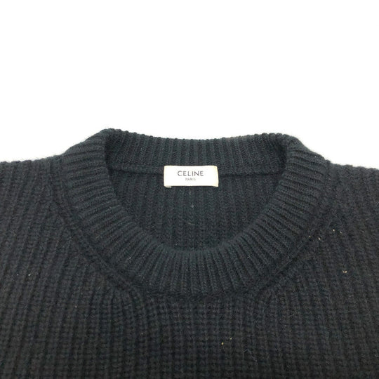 CELINE knit 2A19R205O Wool, Angora black logo Eddy period mens S Used Authentic