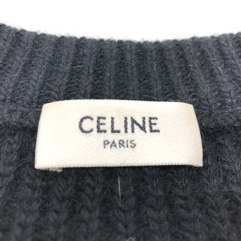 CELINE knit 2A19R205O Wool, Angora black logo Eddy period mens S Used Authentic
