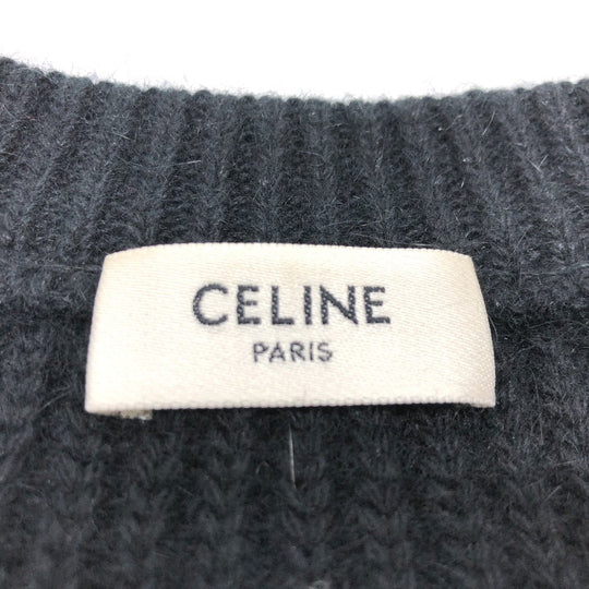 CELINE knit 2A19R205O Wool, Angora black logo Eddy period mens S Used Authentic