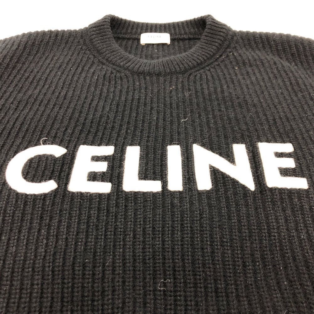 CELINE knit 2A19R205O Wool, Angora black logo Eddy period mens S Used Authentic