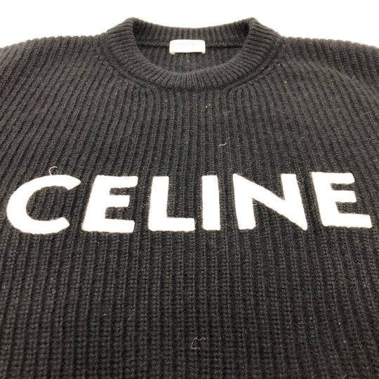 CELINE knit 2A19R205O Wool, Angora black logo Eddy period mens S Used Authentic
