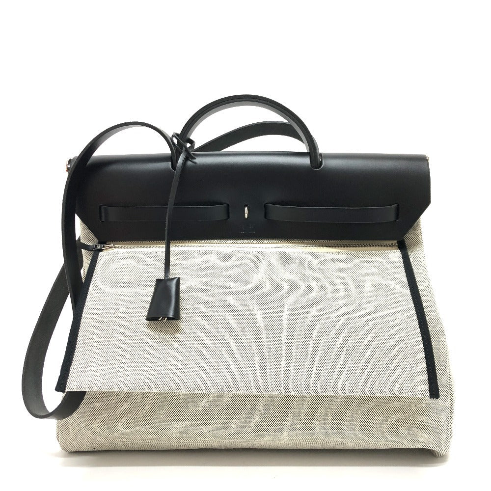 HERMES Shoulder Bag Toile H, Leather Navy Herbag Zip MM Pegasus pop Women Used Authentic
