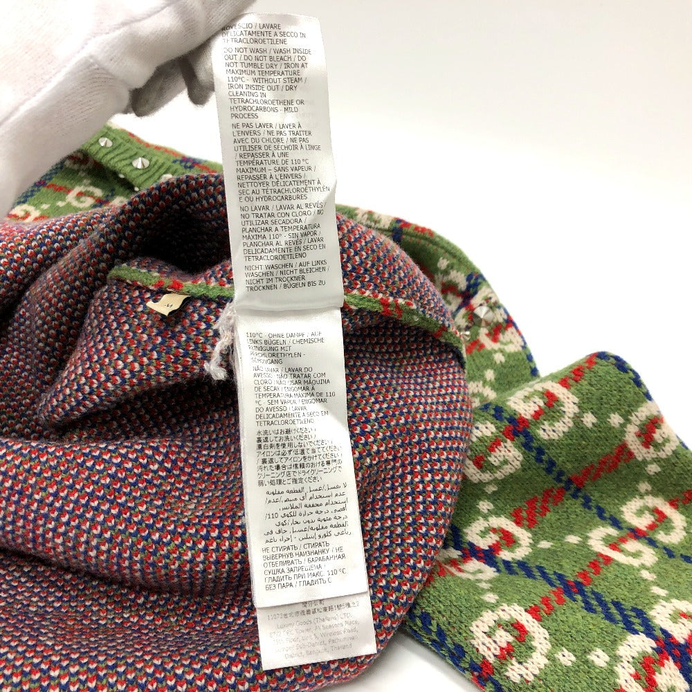 GUCCI sweater 713571 wool green GG Studs mens Used Authentic