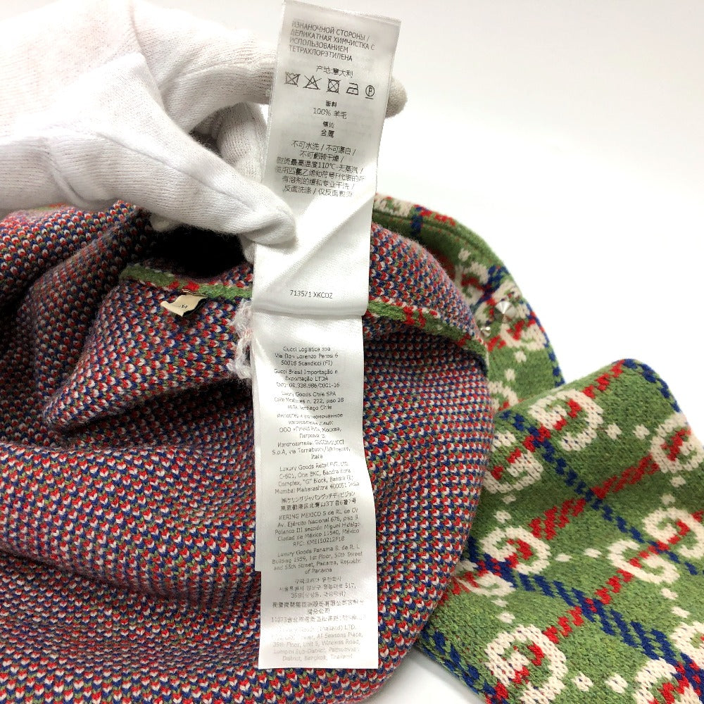 GUCCI sweater 713571 wool green GG Studs mens Used Authentic