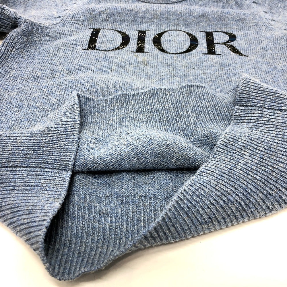Dior sweater 143M657AT296 wool blue logo Peter Doig mens M Used Authentic
