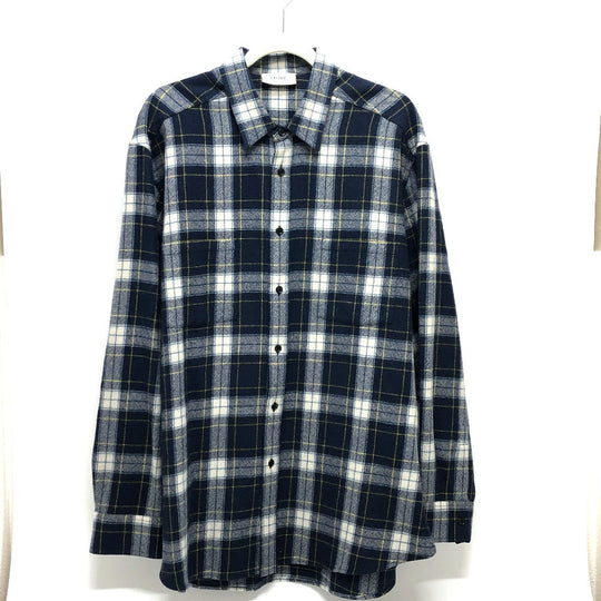 CELINE Long sleeve shirt 2C555198O wool Navy check 41