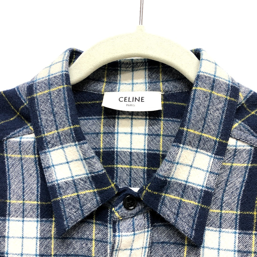CELINE Long sleeve shirt 2C555198O wool Navy check 41