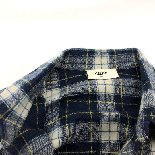 CELINE Long sleeve shirt 2C555198O wool Navy check 41