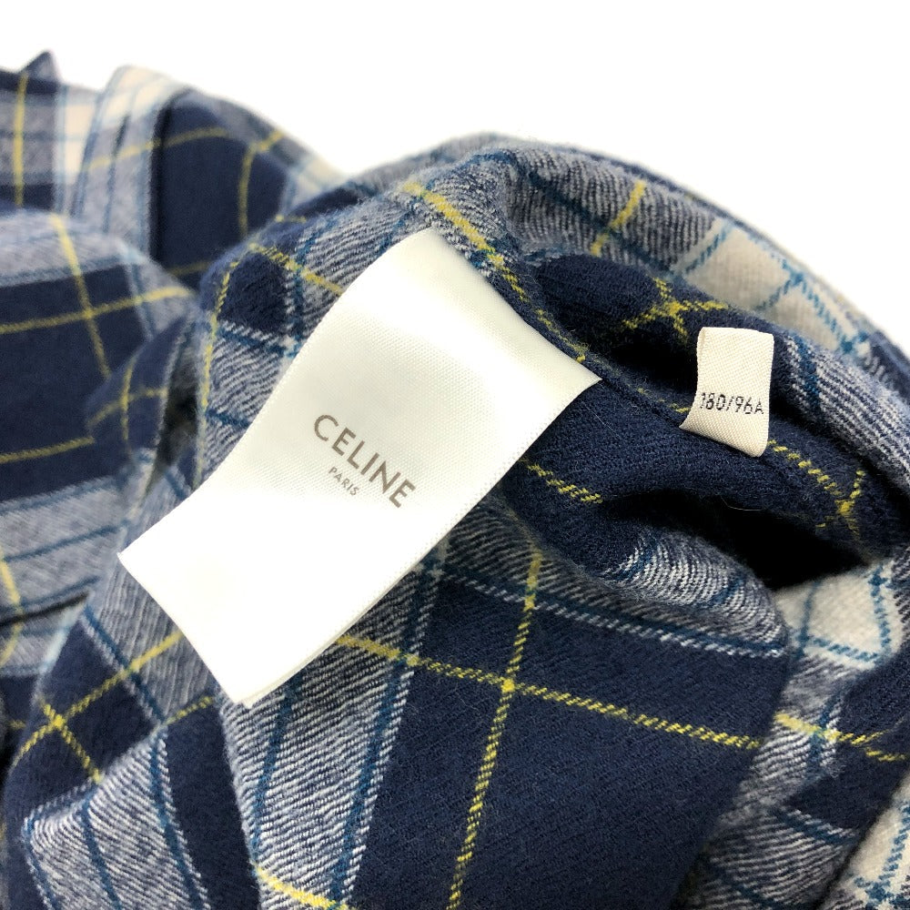 CELINE Long sleeve shirt 2C555198O wool Navy check 41