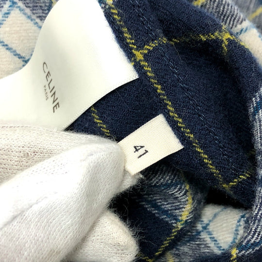 CELINE Long sleeve shirt 2C555198O wool Navy check 41