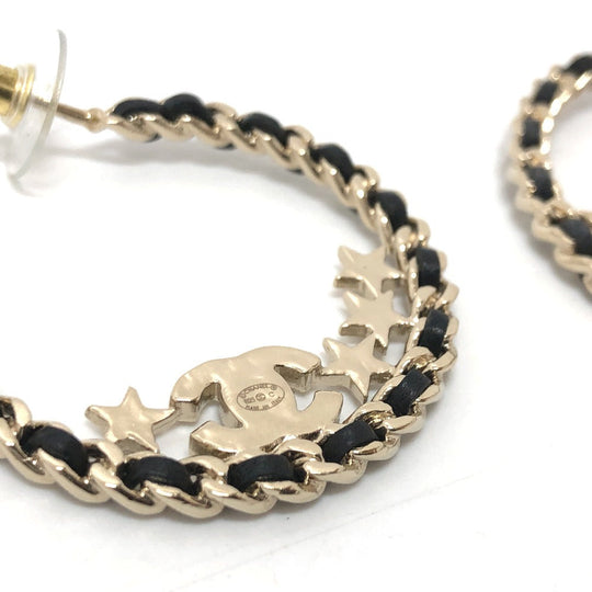 CHANEL Pierce B23C metal gold Star COCO Mark hoop Women Used Authentic