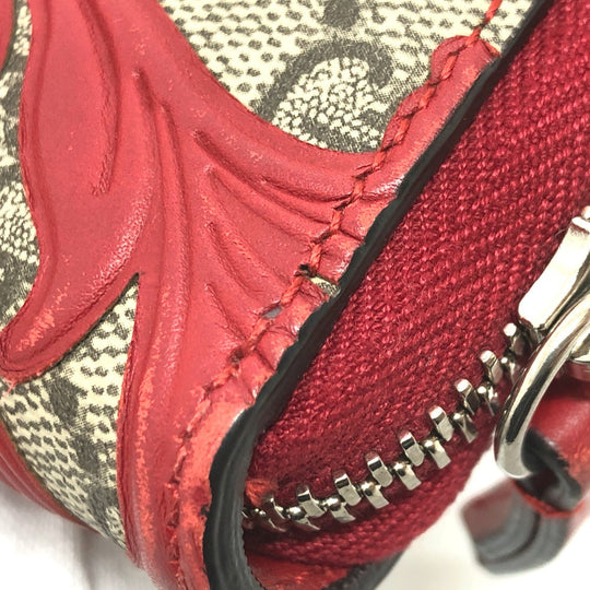 GUCCI Long Wallet Purse 410102 GG Supreme Canvas Red x brown GG Supreme Women Used Authentic
