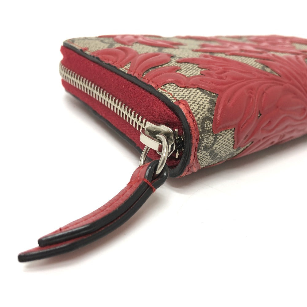 GUCCI Long Wallet Purse 410102 GG Supreme Canvas Red x brown GG Supreme Women Used Authentic