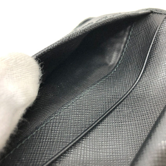 PRADA Folded wallet 1ML225 Nylon leather black triangle plate Women Used Authentic