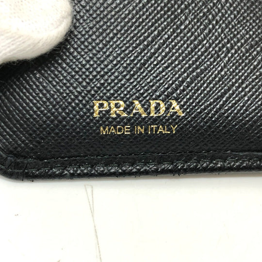 PRADA Folded wallet 1ML225 Nylon leather black triangle plate Women Used Authentic