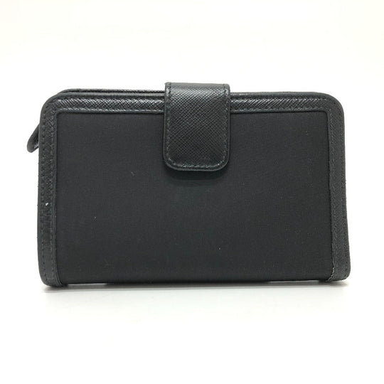 PRADA Folded wallet 1ML225 Nylon leather black triangle plate Women Used Authentic