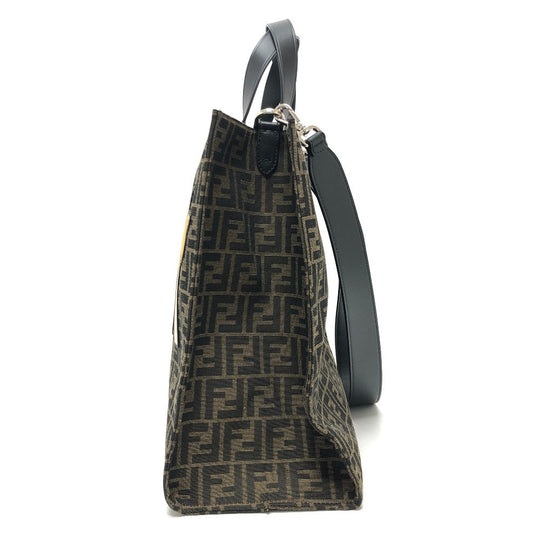 FENDI Tote Bag Canvas / leather Brown Zucca Pokemon Dragonite