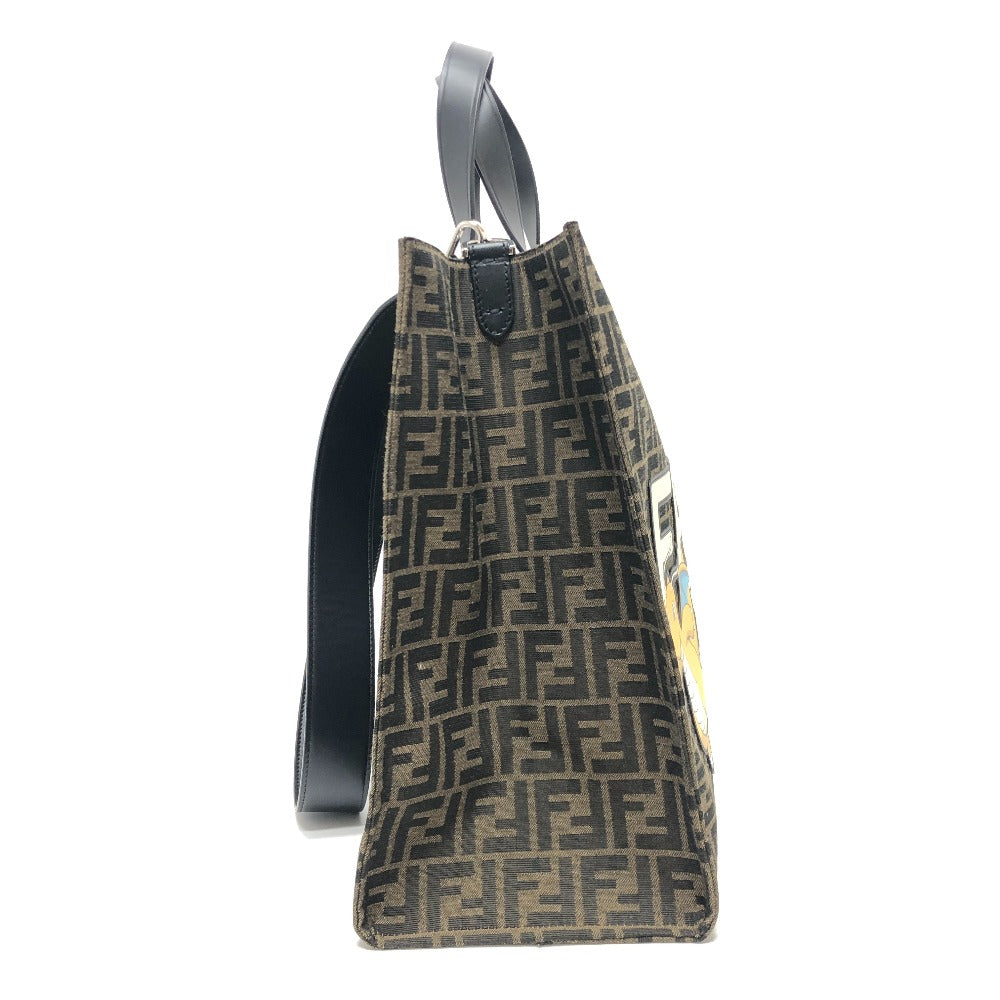 FENDI Tote Bag Canvas / leather Brown Zucca Pokemon Dragonite