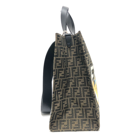 FENDI Tote Bag Canvas / leather Brown Zucca Pokemon Dragonite