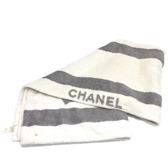 CHANEL towel cotton white Sports line CC COCO Mark logo Women Used Authentic
