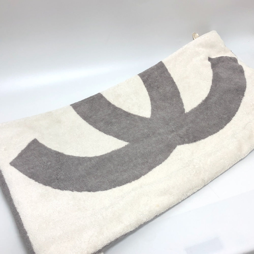 CHANEL towel cotton white Sports line CC COCO Mark logo Women Used Authentic