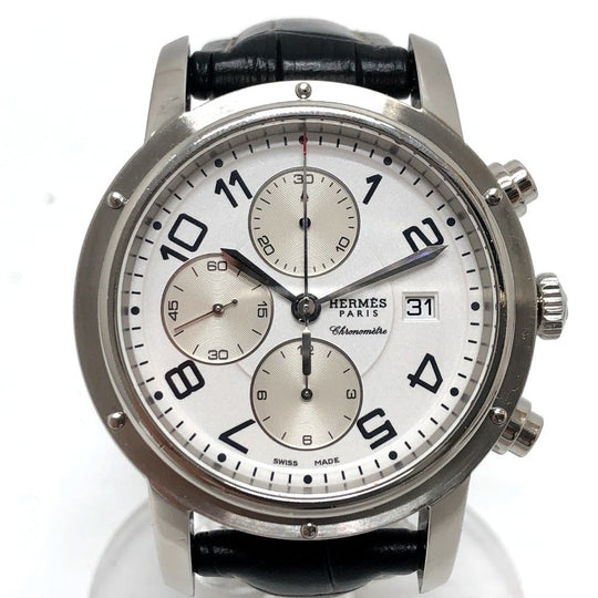 HERMES Watches Mechanical Automatic CP1.910 Stainless Steel Silver Clipper Chrono white dial