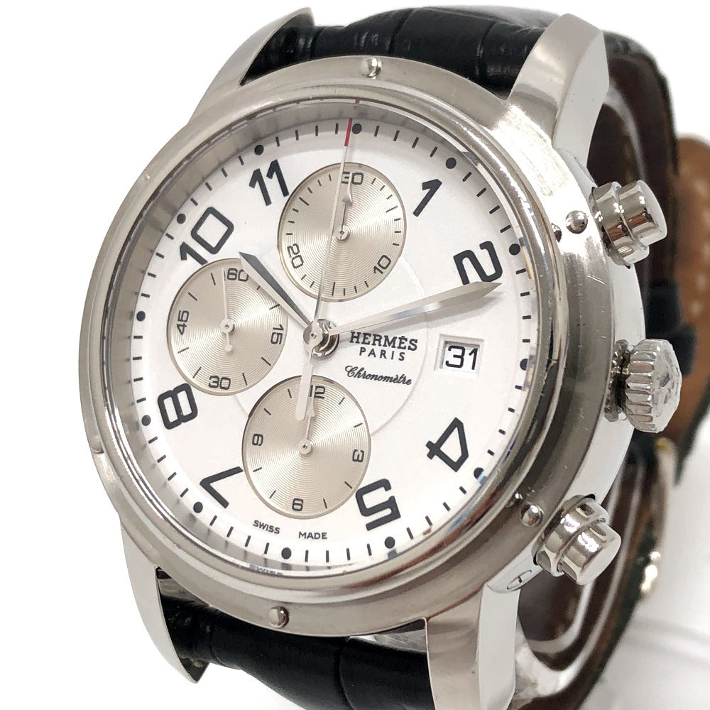 HERMES Watches Mechanical Automatic CP1.910 Stainless Steel Silver Clipper Chrono white dial