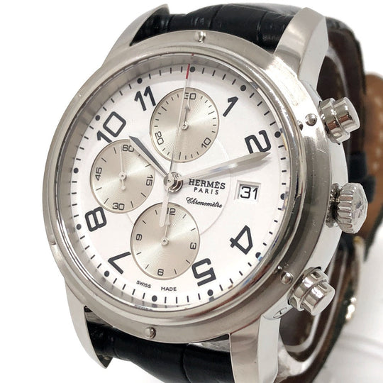 HERMES Watches Mechanical Automatic CP1.910 Stainless Steel Silver Clipper Chrono white dial