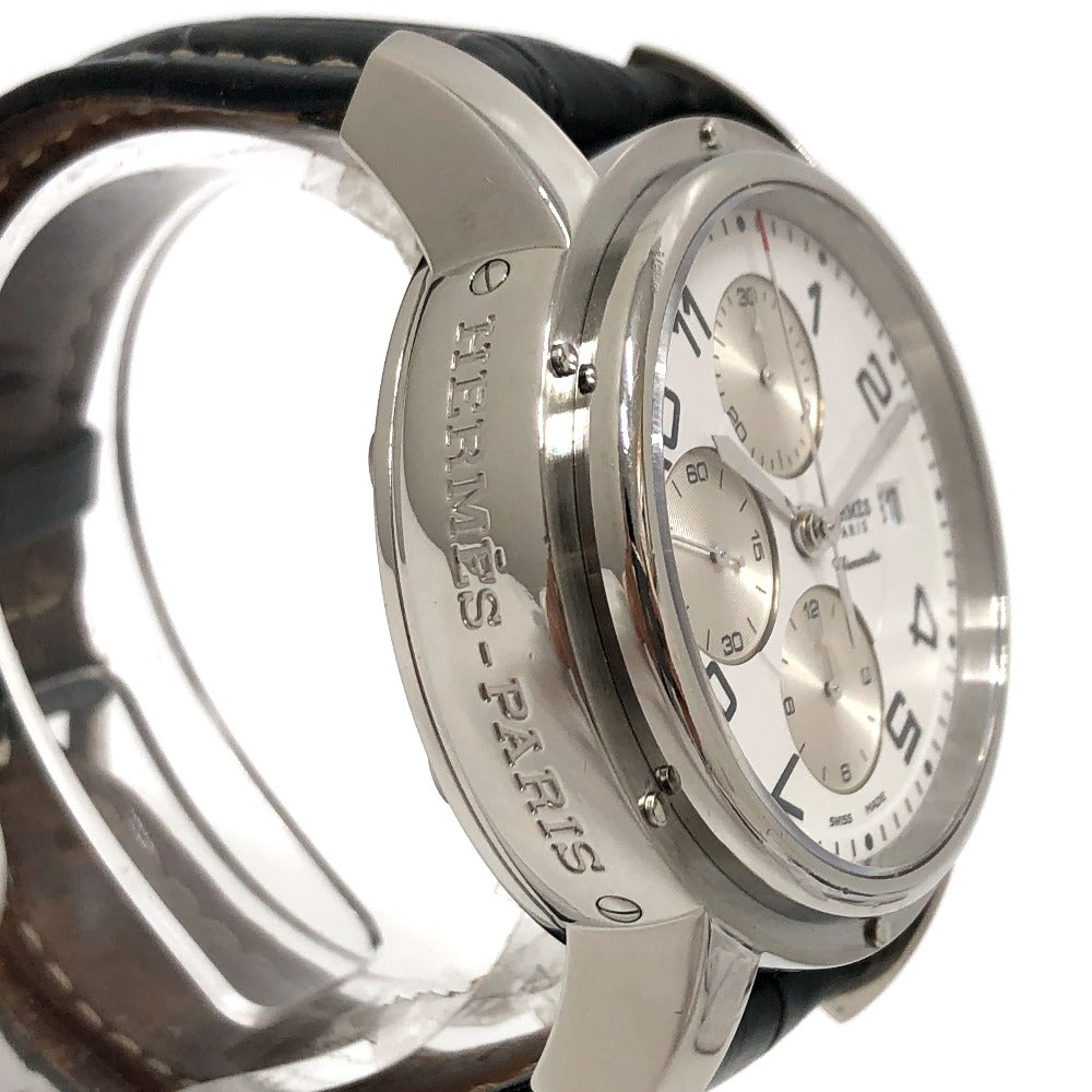 HERMES Watches Mechanical Automatic CP1.910 Stainless Steel Silver Clipper Chrono white dial