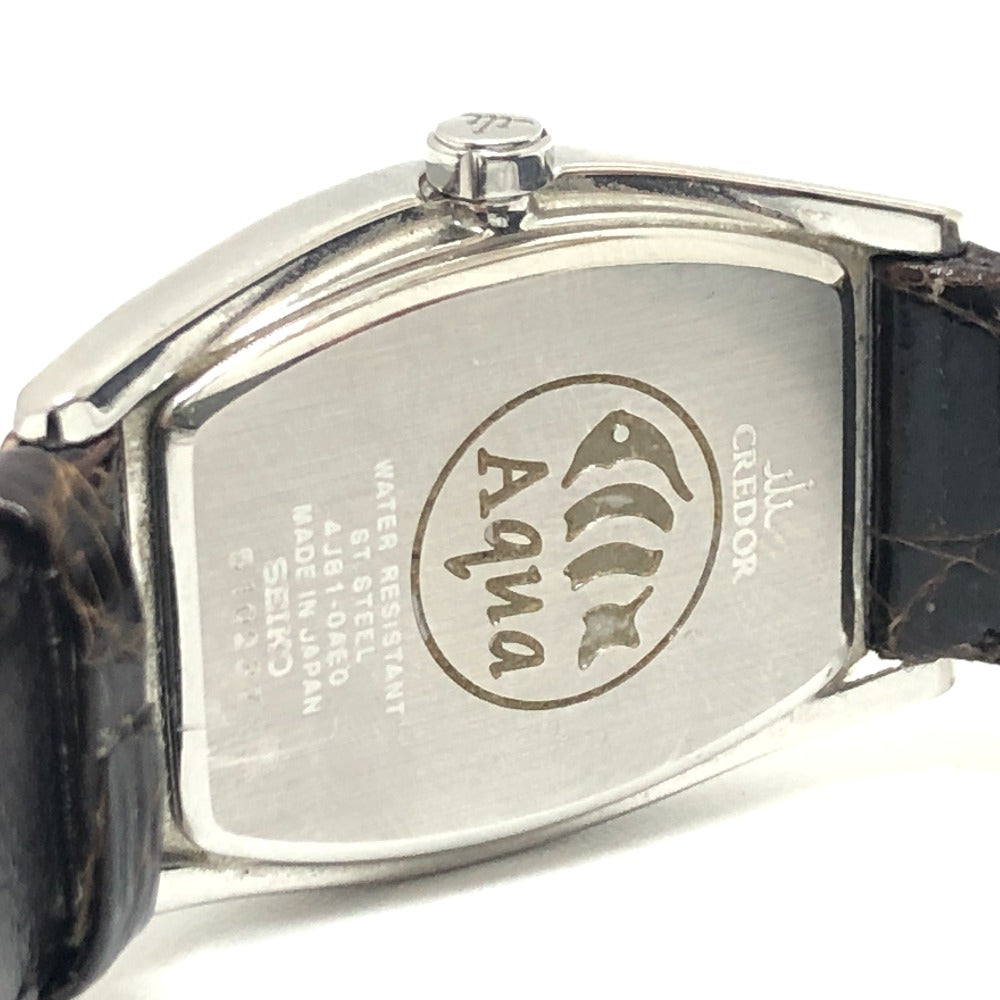 SEIKO Watches Quartz 4J81-0AE0 Stainless Steel Silver CREDOR aqua white dial Women Used Authentic