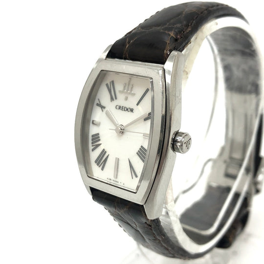 SEIKO Watches Quartz 4J81-0AE0 Stainless Steel Silver CREDOR aqua white dial Women Used Authentic