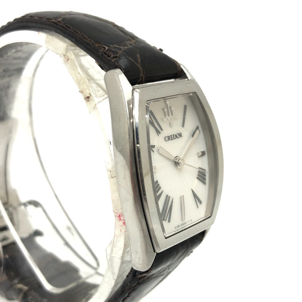 SEIKO Watches Quartz 4J81-0AE0 Stainless Steel Silver CREDOR aqua white dial Women Used Authentic